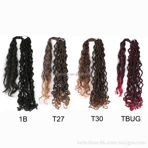 Hot sell 18 Inch Soft Natural Synthetic Hair Faux Locs Wavy Crochet With Curly Braids Goddess Faux Locks River Hair